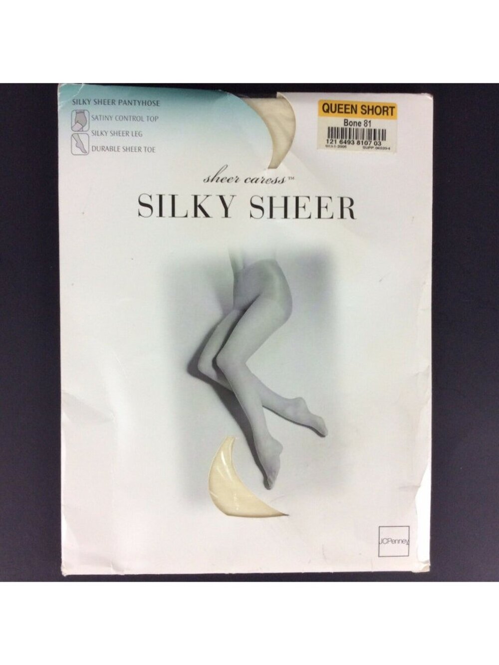 JCPenney Sheer Caress Silky Sheer Pantyhose Queen Short Bone Control Top